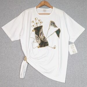 Vintage Karla Marie Side Tie Scunchie Golf Shirt Womens One Size Gold Glitter